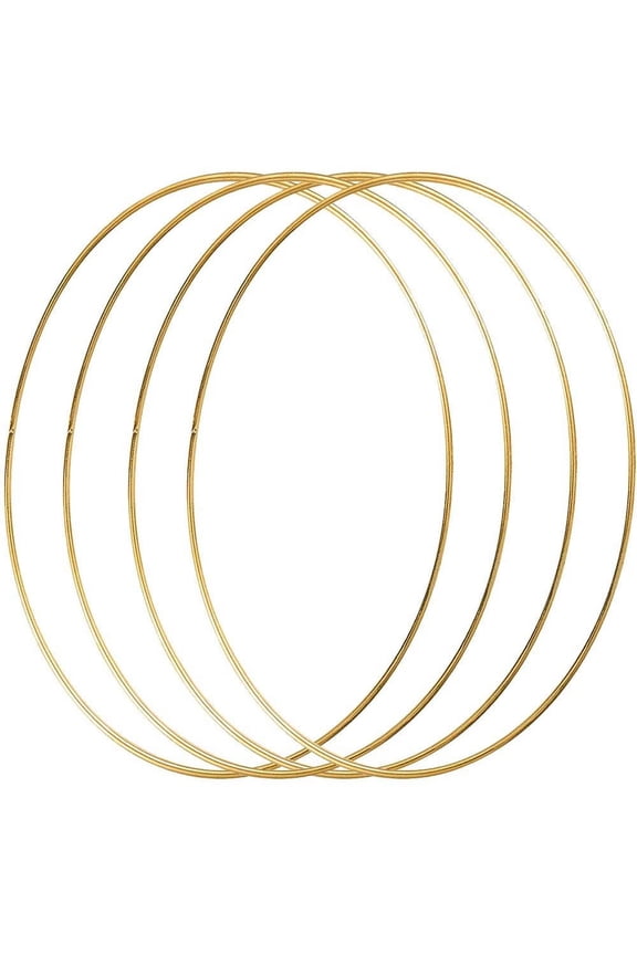 16 inch Metal Floral Hoop Wreath Large Gold Rings Craft for Christmas Wedding Wall Hanging 4mm Wire (Pack of 4)