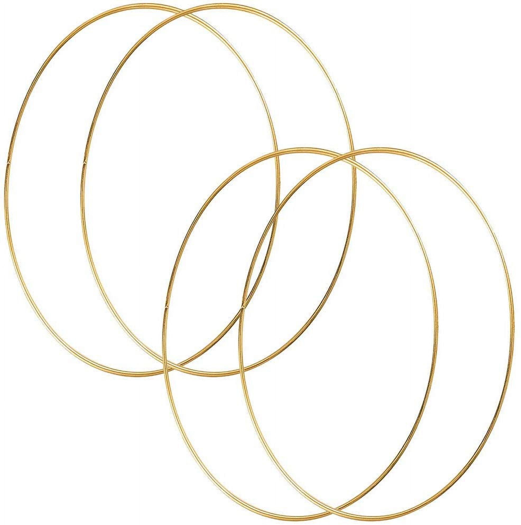 HOHIYA 19 Inch Metal Floral Hoop Wreath Large Gold Ring Craft for Christmas Wedding Wall Hanging 4mm Wire (Pack of 4)