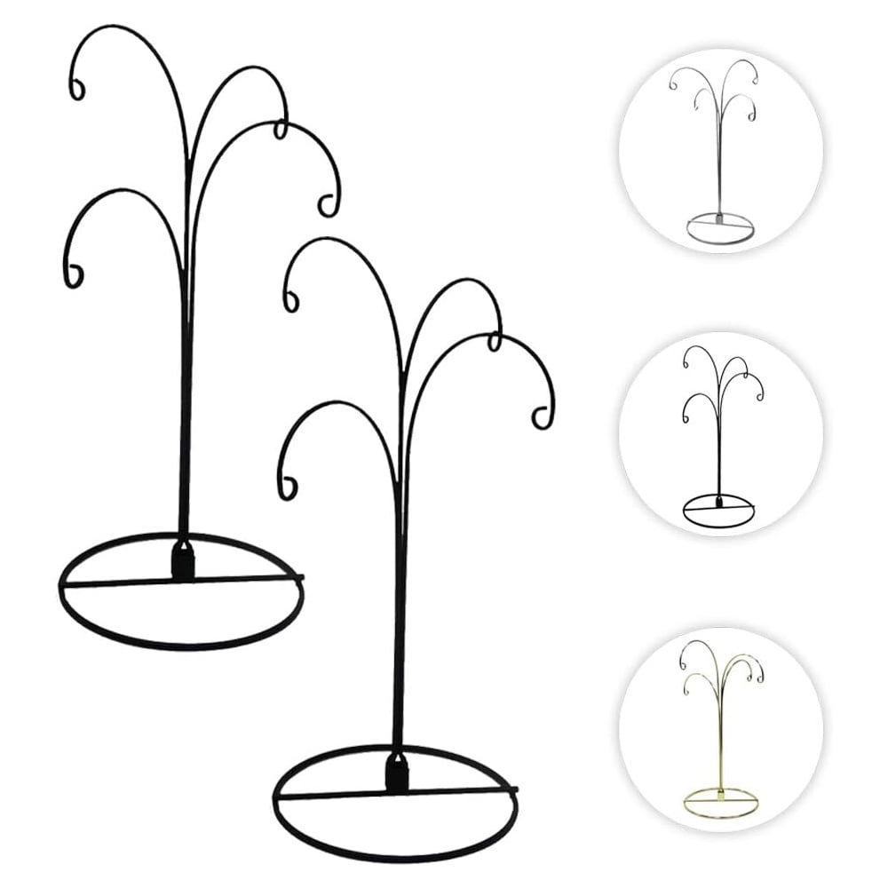 HOHIYA 2pcs Ornament Display Stand Holder Christmas Hanger Hook Glass