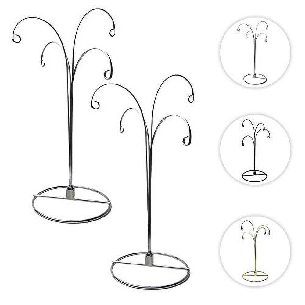 HOHIYA 2pcs Ornament Display Stand Holder Christmas Hanger Hook Glass Ball Bauble 4 Arms 12inch