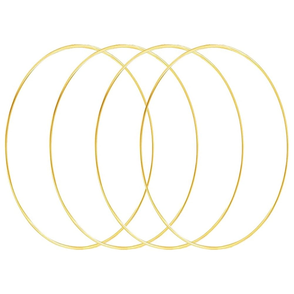HOHIYA 4 Pcs 20 Inch Metal Floral Wreath Hoop Macrame Large Gold Craft Rings for Wall Hanging 4mm Wire