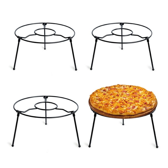HOHIYA 4 Pcs Pizza Stand Holder Riser Rack Serving Cake Tray 9 Inch Table Food Plates Display Black