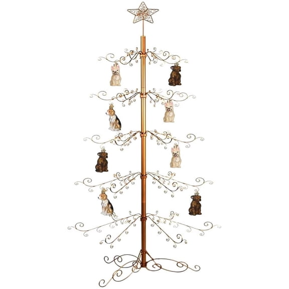 HOHIYA 84 Inch Wrought Iron Christmas Tree Metal Ornament Display Stand Hanger Wire Hook for Halloween Gift Gold