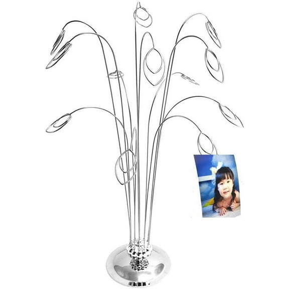 HOHIYA Photo Tree Holder Card Money Picture Stand Christmas Wedding Greeting Display Birthday Party Gift (Silver,Pack of 1)