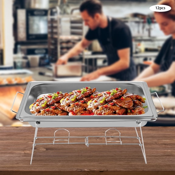 HOHOBLA 12pcs Foldable Chafing Wire Racks Catering Buffet Stand Chrome Frame For Dish Serving Trays Food Warmer