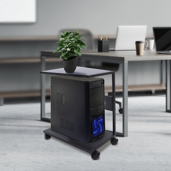 HOHOBLA 2-Tier CPU Holder Cart Under Desk Computer Tower Stand Mobile PC Tower Stand NEW