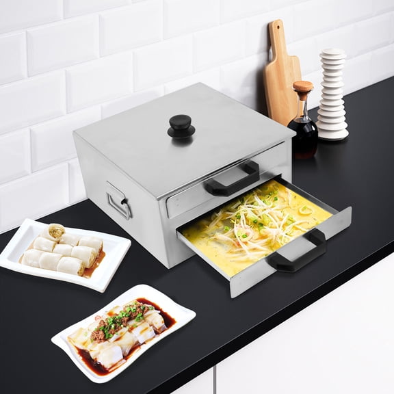 HOHOBLA 2-Tier Stainless Steel Rice Noodle Rolls Machine - Manual Steamer