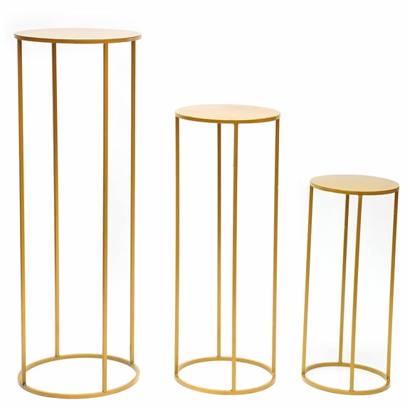 HOHOBLA 3 Pcs Flower Rack Vase Stand Prop Metal Art Geometric Column Wedding Party Decor