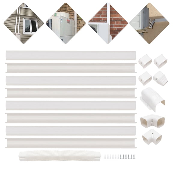 HOHOBLA 3" W 15Ft L Professional Grade Ductless Mini Split AC Line Set Cover Kit PVC HOT