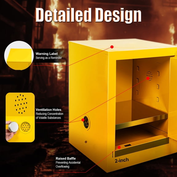 HOHOBLA 45.5L/12gal Fireproof Safety Storage Welded Cabinet Bin Flammable Liquid Storage
