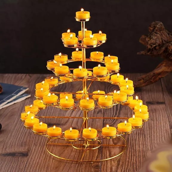 HOHOBLA 49 Candle Holder Buddha Ghee Lamp Holder Buddha Ghee Lamp Holder Light Candle Holder, Buddhism Candle Holder,Golden Tree Shaped Ghee Lamp Holder