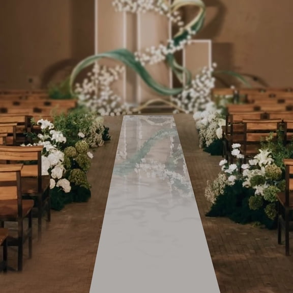 HOHOBLA 65*3ft Aisle Runner Mirror Rug Double Sided Carpet Wedding Silver Decorations US