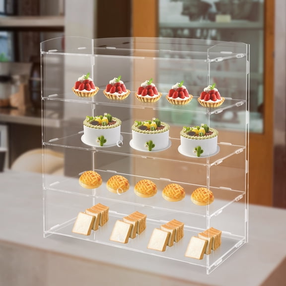HOHOBLA Acrylic Display Case Bakery Pastry Display Case 4 Tier Showcase Countertop