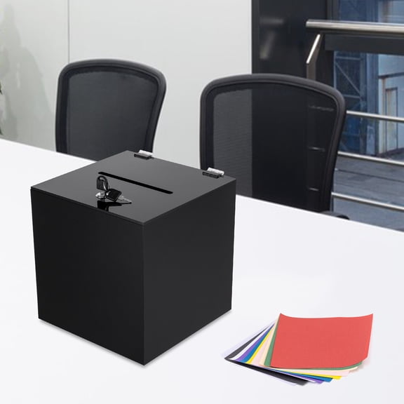 HOHOBLA Acrylic Donation Box, Suggestion Box with Lock, Money Storage Container Black