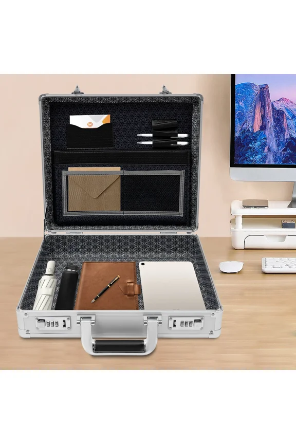 Aluminum Hard Case Big Capacity With Combination Lock Briefcase With Pocket