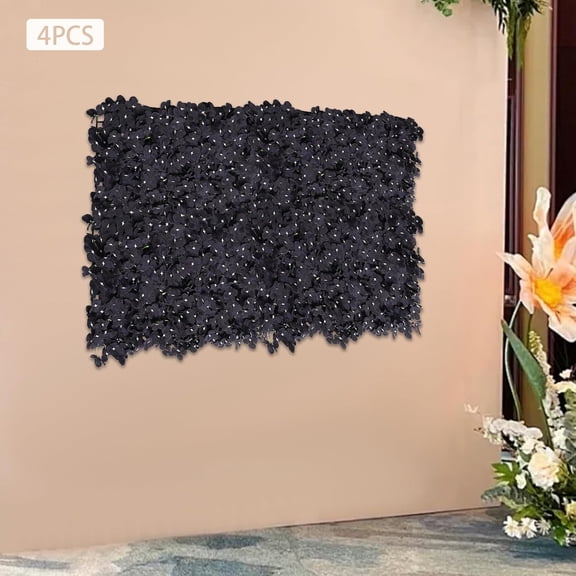 HOHOBLA Artificial Flower Wall Panel 23.62 * 15.75in 4 Pack Silk Rose Hydrangea 3D Flower Wall Dcor Backdrop for Wedding Arrangement Wall Background Party Panel Decorations Black