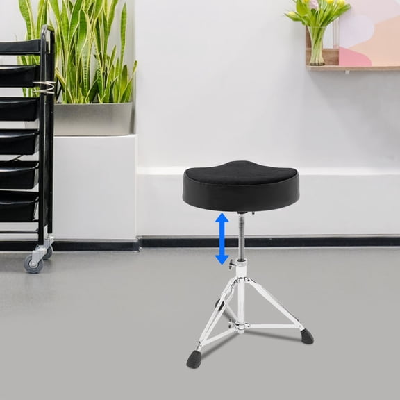 HOHOBLA Drum Throne Thick Padded Seat Drummers Stool Guitar Chair w/ Height Adjust Black