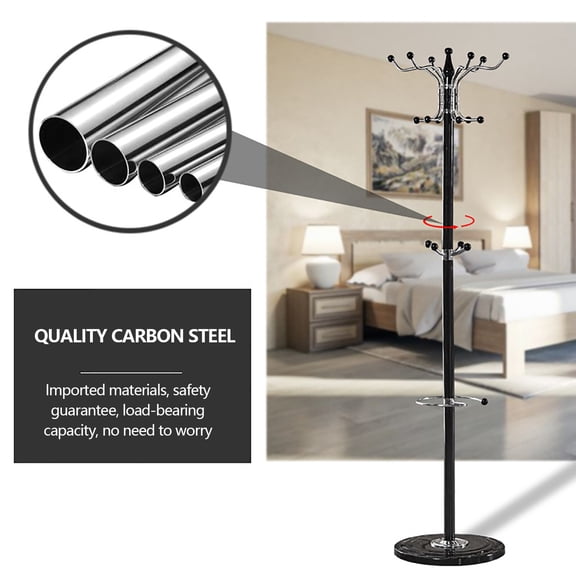 HOHOBLA Freestanding Metal Hall Tree Coat Rack Hat Stand Clothes Hanger Corner Base NEW