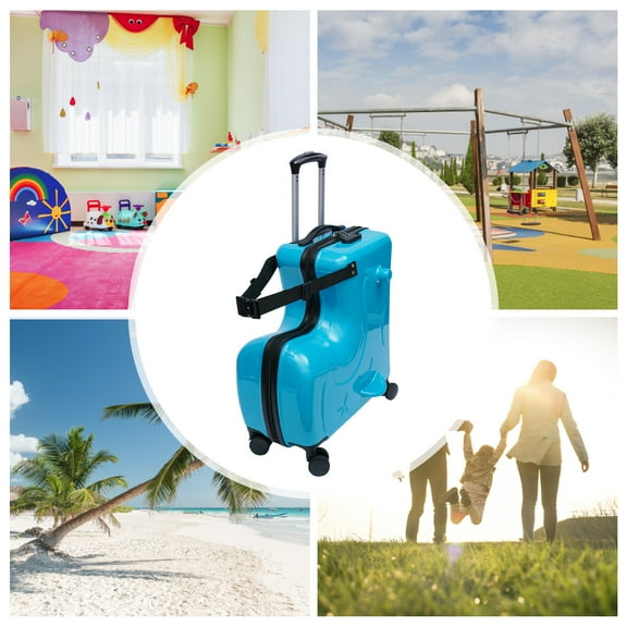HOHOBLA Portable Ride-On Suitcase Rolling Luggage Suitcase Travel Trolley Case For Kids