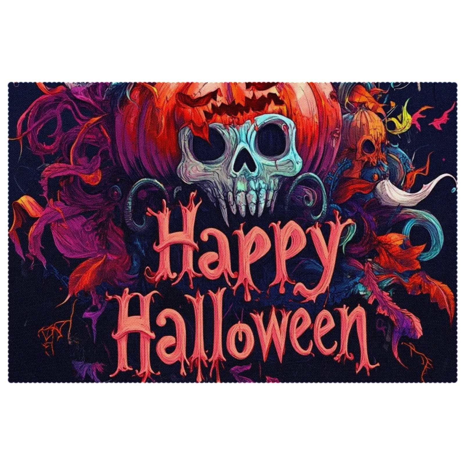 HOHODIY Rectangular Halloween Placemats Set of 6 NonSlip Heat Resistant Place Mats, Machine