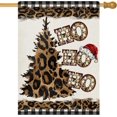 thumbnail image 1 of HOHOHO Leopard Christmas Tree Decorative House Flag, Xmas Hat Cheetah Farmhouse Home Yard Garden Outdoor Decor, Winter Holiday Large Outside Decoration Double Sided 28 x 40, 1 of 6