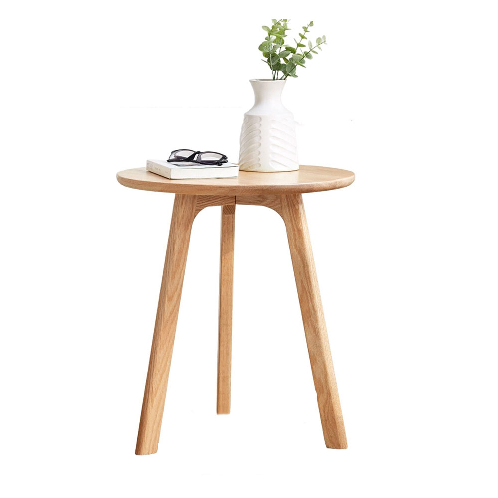 HOHXFYP Round Side Table, Solid Oak Wood Round Side Table, Modern Home ...