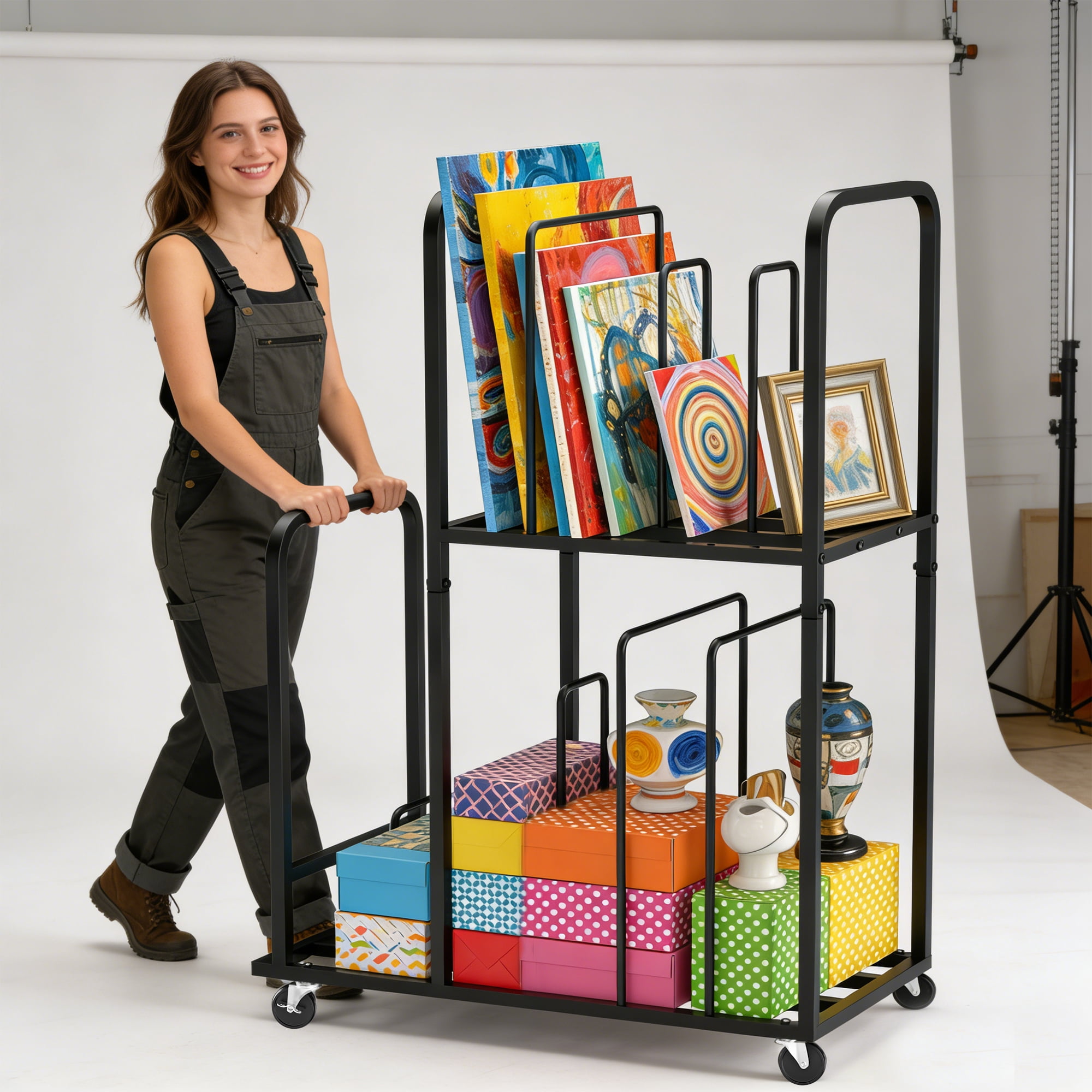 HOHYN 2-Tier Cardboard Box Stand, Carton Cart Stand ,Carton Stands for ...