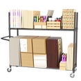 thumbnail image 1 of HOHYN 2-Tier Wire Carton Cart, 60" x 18" x 69" Portable Metal Storage Rack, 1200 lb Capacity Cardboard Recycling Organizer with Wheels & Adjustable Dividers for Warehouse, Studio, Home, 1 of 10