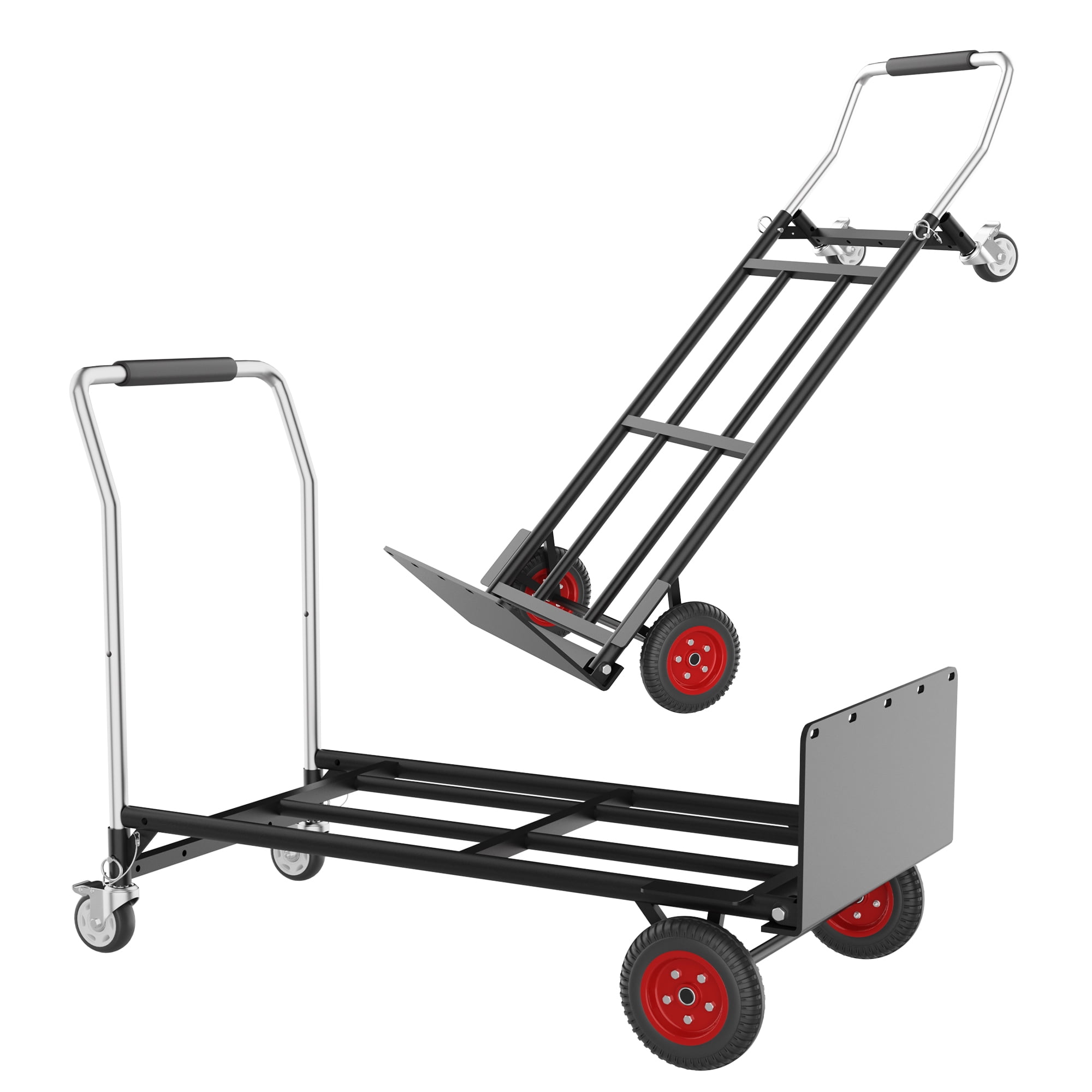 HOHYN 2 in 1 Convertible Hand Truck and Dolly, 800LBS – Heavy-Duty Moving Dolly Cart with 10" Flat Free Rubber Wheels & Handle