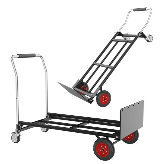 HOHYN 2 in 1 Convertible Hand Truck and Dolly, 800LBS Heavy-Duty Moving Dolly Cart with 10" Flat Free Rubber Wheels & Handle