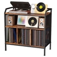 thumbnail image 1 of HOHYN 3-Tier Record Player Stand with Fixed Dividers, Holds 300+ Vinyl Albums, Industrial Vintage Turntable Table with Storage Cabinet for Record Player and Speakers, 1 of 7