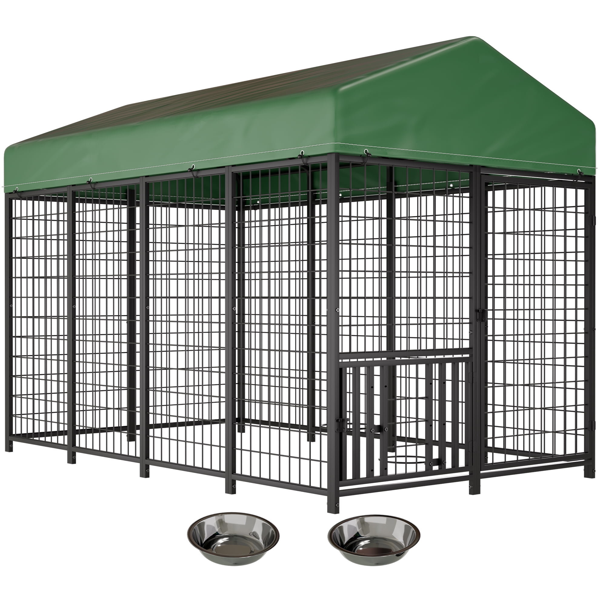 HOHYN 6x4ft Heavy-Duty Metal Chicken Coop with Green Cover - 95.7