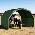 thumbnail image 1 of HOHYN 94.74*97.48 in Livestock Shelter Waterproof & UV Treated Universal Cover, Heavy Duty Frame for Horses, Goats - Withstands Snow, Wind & Rain (Corral Panels Not Included), 1 of 9
