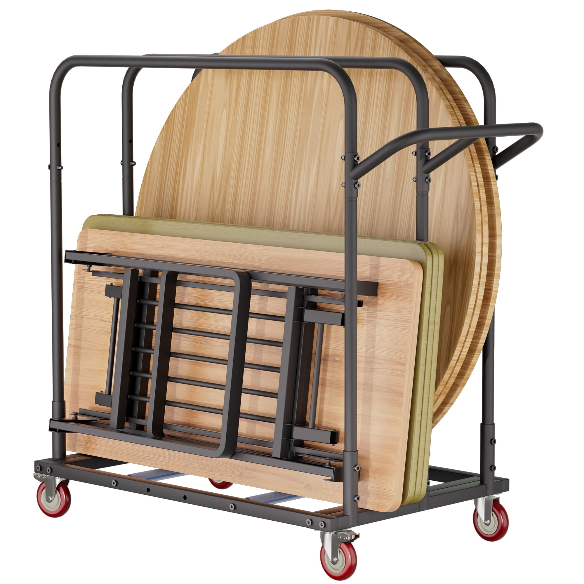 HOHYN Folding Table Truck, 1800 Lb Load Rating Heavy-Duty Hand Cart With 5-Inch Swivel Wheels, Black Dolly For Garage, Home, Party Events, Hotel Furniture - Extra Large Load Rating Utility Cart