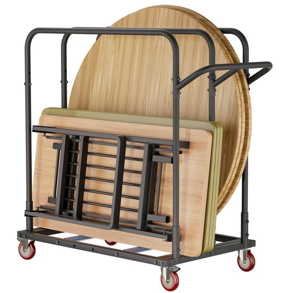 HOHYN Folding Table Truck, 1800 Lb Load Rating Heavy-Duty Hand Cart With 5-Inch Swivel Wheels, Black Dolly For Garage, Home, Party Events, Hotel Furniture - Extra Large Load Rating Utility Cart