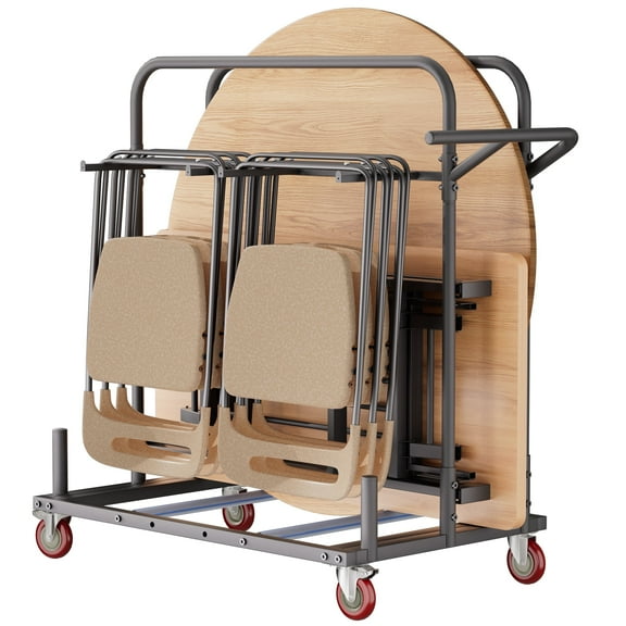 HOHYN Folding Table Truck, 1800 Lb Load Rating Heavy-Duty Hand Cart With 5-Inch Swivel Wheels, Extra Large Load Rating Utility Cart,Storage, Home, Party Events, Hotel - Black Dolly For Garage