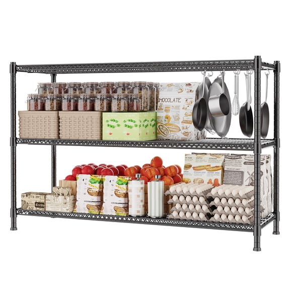 HOHYN Heavy Duty 3-Tier Adjustable Wire Shelving Unit, 1500 lbs Capacity Metal Storage Rack, Multipurpose as Microwave Stand, Greenhouse Shelves or Estantes de Almacenamiento