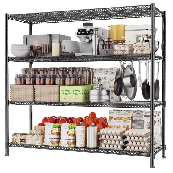 HOHYN Heavy Duty 4-Tier Adjustable Wire Shelving Unit, 2,000 lbs Capacity Metal Storage Rack, Multipurpose as Microwave Stand, Greenhouse Shelves or Estantes de Almacenamiento