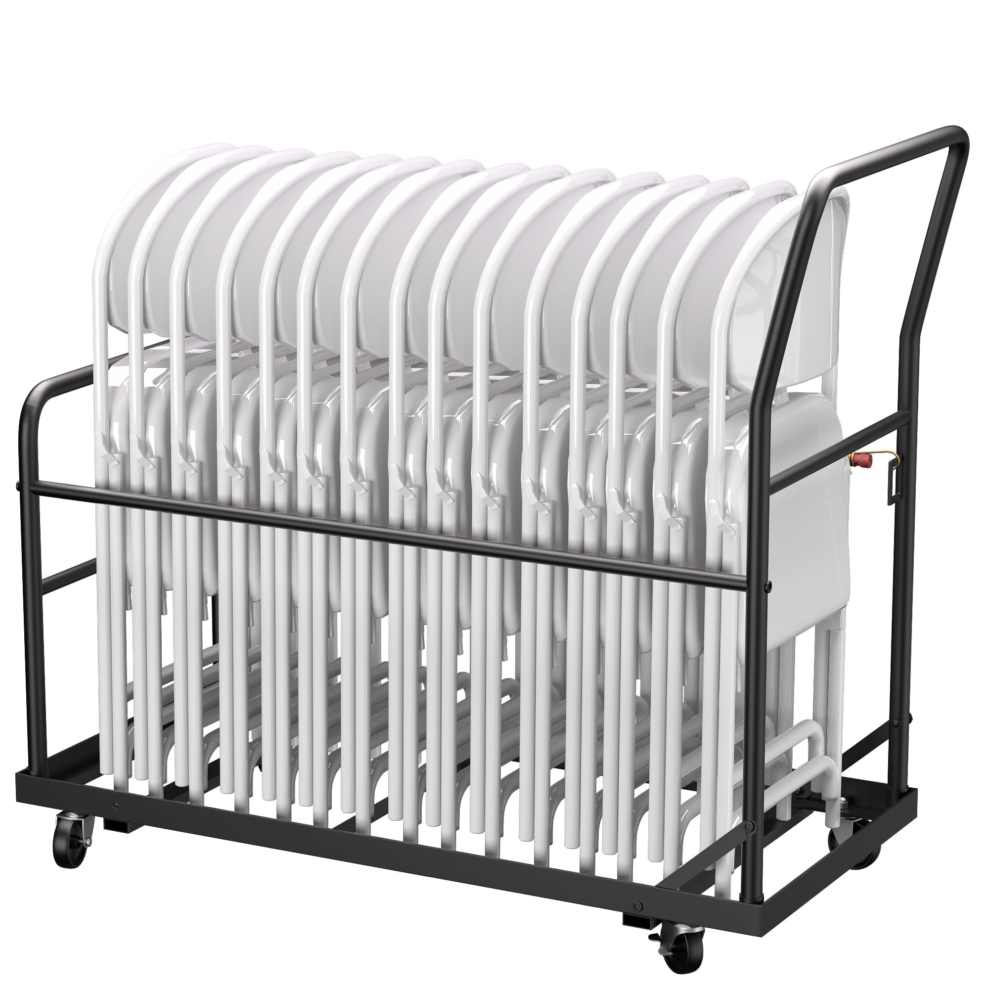 HOHYN Heavy-Duty Folding Chair Hand Truck | All-Terrain Cart with 1800LB Load Rating & Noise-Reduced Wheels for Storage, Hotel and Event Use, Black