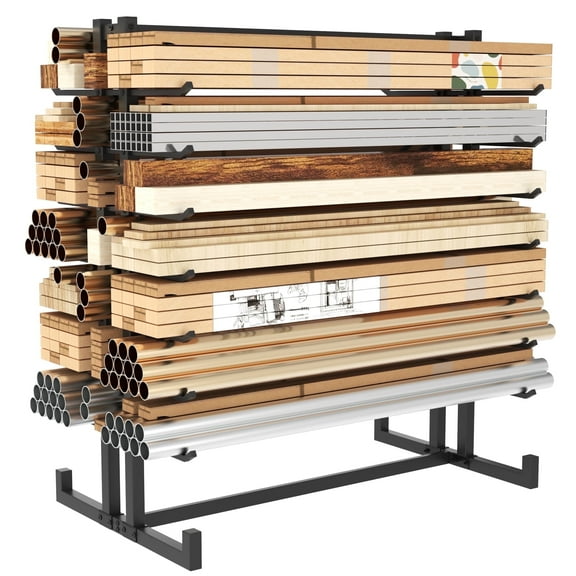 HOHYN Heavy-Duty Lumber Storage Rack & Pipe Rack | Adjustable Cantilever Rack with 2000LB Load Rating | X-Braced Steel Frame for Factory, depot & Home Use Black