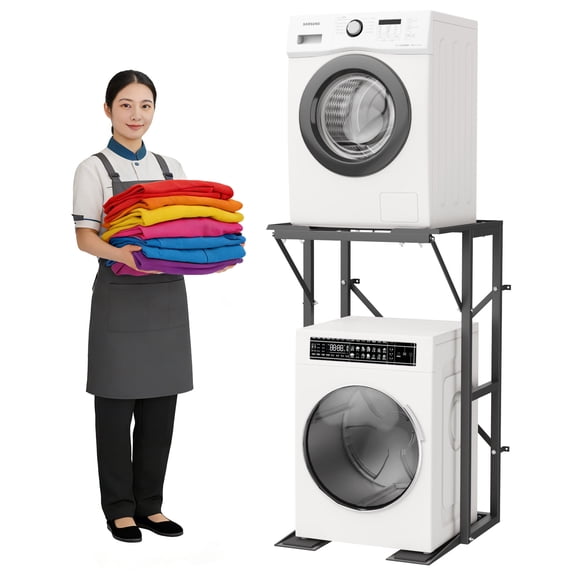 HOHYN Heavy Duty Steel Washer Dryer Stacking Rack Stand, 100 lb Weight Capacity, Compatible with Black+Decker Portable Washers & Dryers, Black