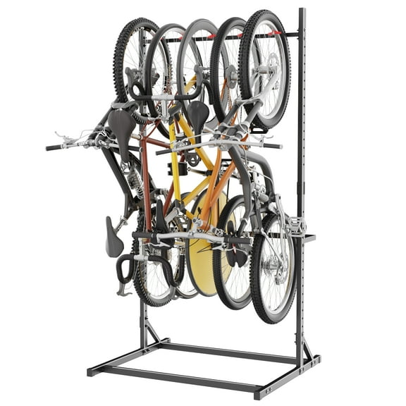 HOHYN Ultrawall Freestanding Bike Rack, Indoor Bicycle Organizer, Vertical Bike Storage Stand for Garage, Holds Up to 4 Bikes
