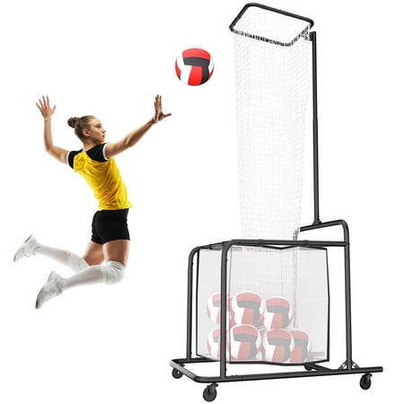 HOHYN Volleyball Setter Training Net 5 Height & 5 Angle Adjustments, Volleyball Setter Training Gear with Aim Cloth Storage Bag 4 Wheels & Sandbag, Setting Trainer for Indoor Outdoor