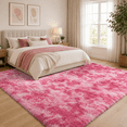 thumbnail image 1 of HOISUN 4x6 ft Soft Shag Area Rug for Bedroom Living Room, Fluffy Plush Non-Slip Carpet, Tie-Dye Blush, 1 of 10