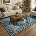 thumbnail image 1 of HOISUN 6'x9' Blue Vintage Persian-Inspired Washable Area Rug for Living Room, 1 of 14