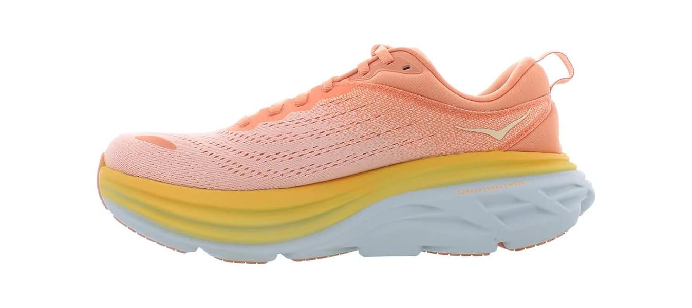 HOKA ONE Bondi 8 Womens Running Shoes - Shell Coral Peach Parfait - 11 ...