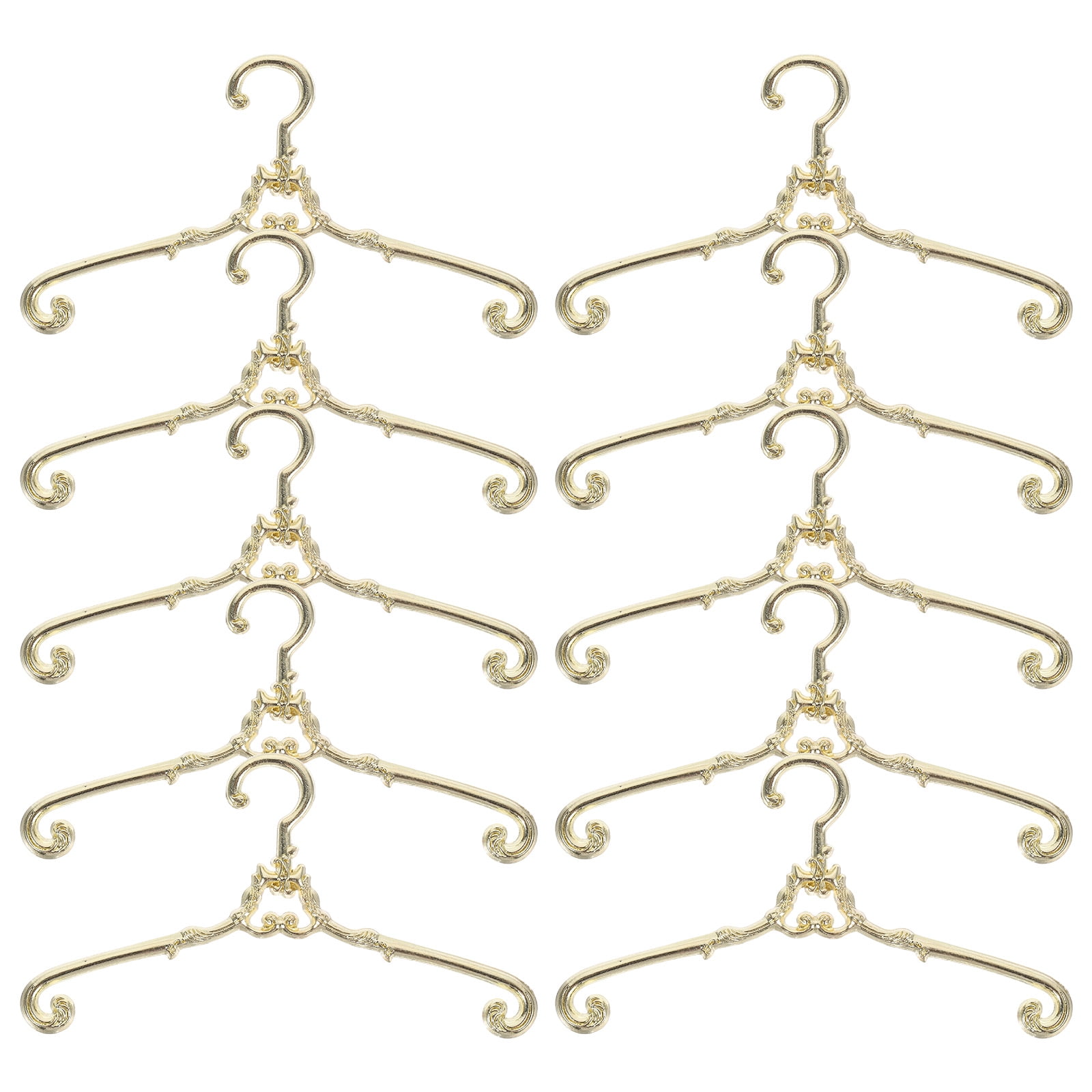 HOKARUA 10pcs Metal Dolls Clothes Hangers Dollhouse Clothes Mini Doll
