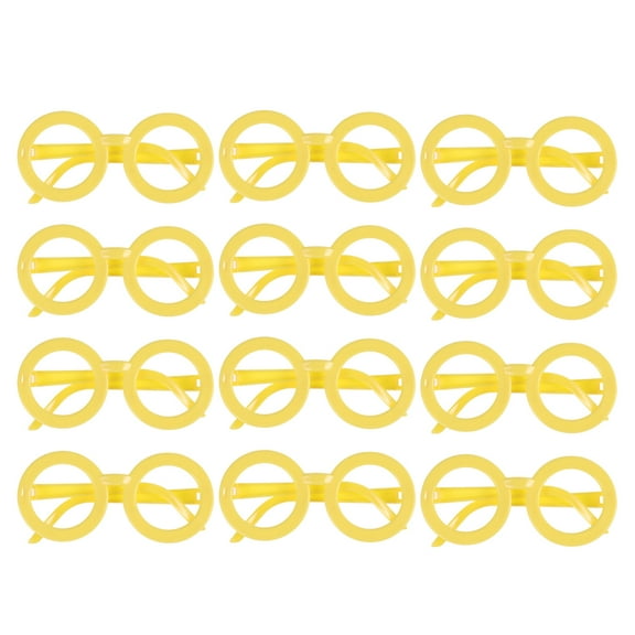 HOKARUA 12 Pcs Round Eyeglass Frame Candy Color Glasses Frame Unisex No Lens Fashion Eyewear Frame Party Dress up Spectacle Frames for Kids Teens (Yellow)