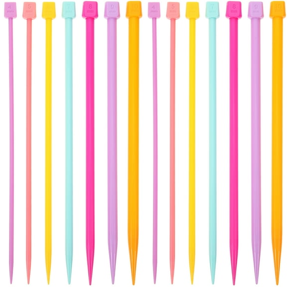 HOKARUA 14Pcs Single Pointed Knitting Needles Hand Knitting Tools Plastic Knitting Sticks Knitting Needles