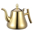 thumbnail image 1 of 1L Stainless Steel Tea Pot Water Kettle Tea Kettle with Strainer for Home Restaurant (Golden), 1 of 10